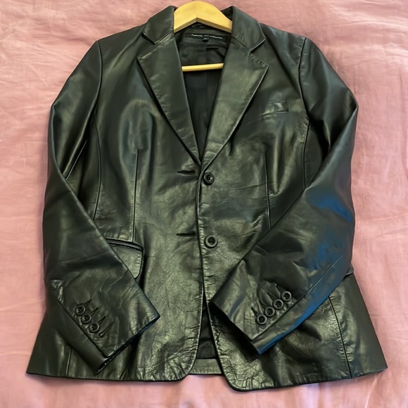 Vintage French Connection Black Leather Jacket Size 10 UK (fits like a 4-6 US) - Picture 9 of 9
